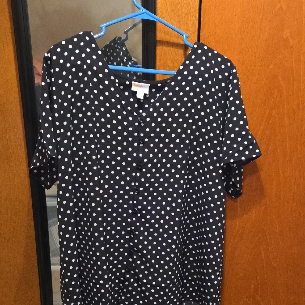 LuLaRoe Black and White Polka Dot Blouse